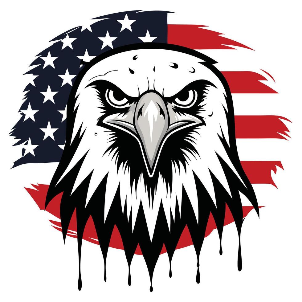 Patriotic Eagle with American Flag Design, Striking and Powerful Illustration Art vector