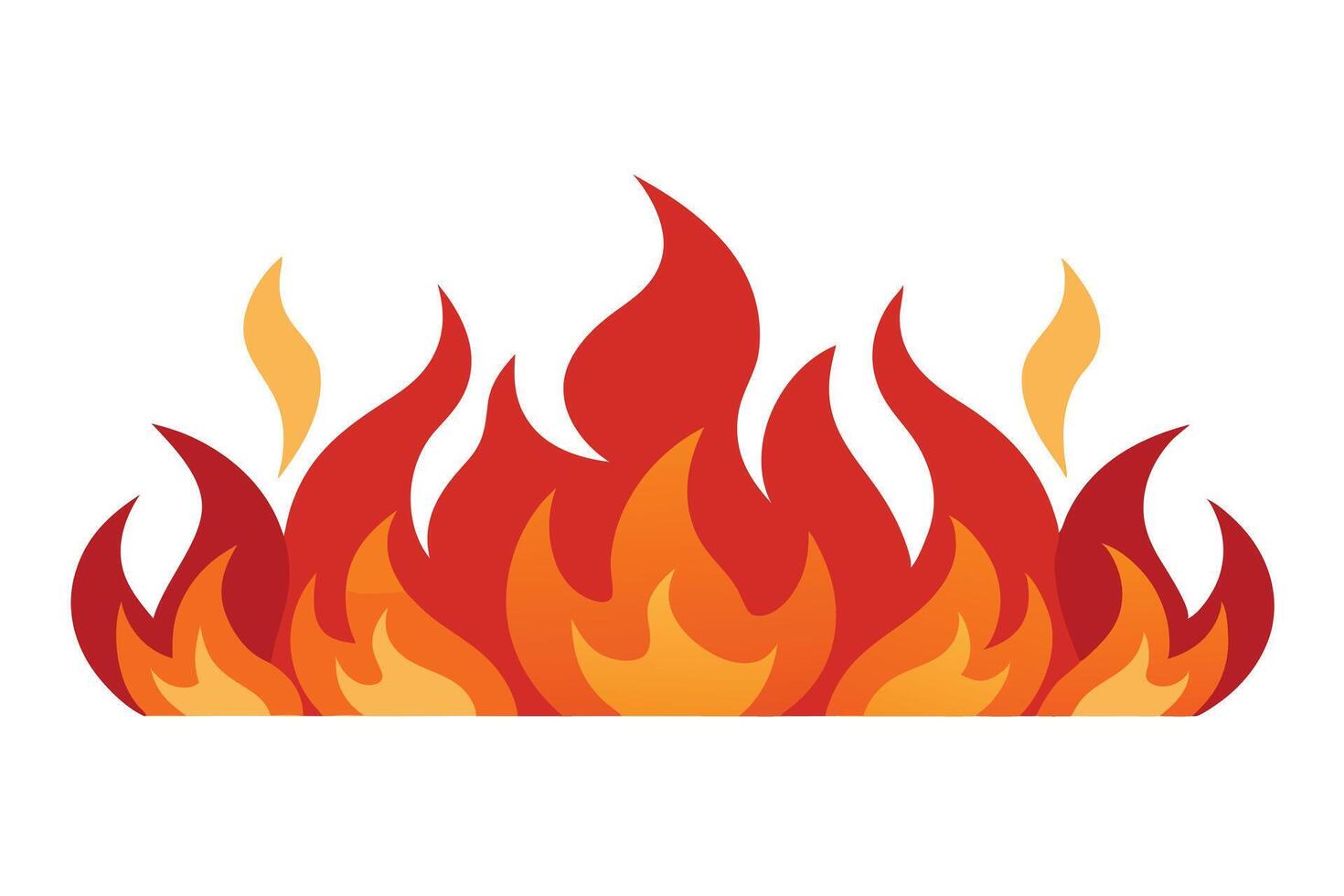Illustration of Fiery Flames in Red and Orange Color Palette on a White Backdrop vector