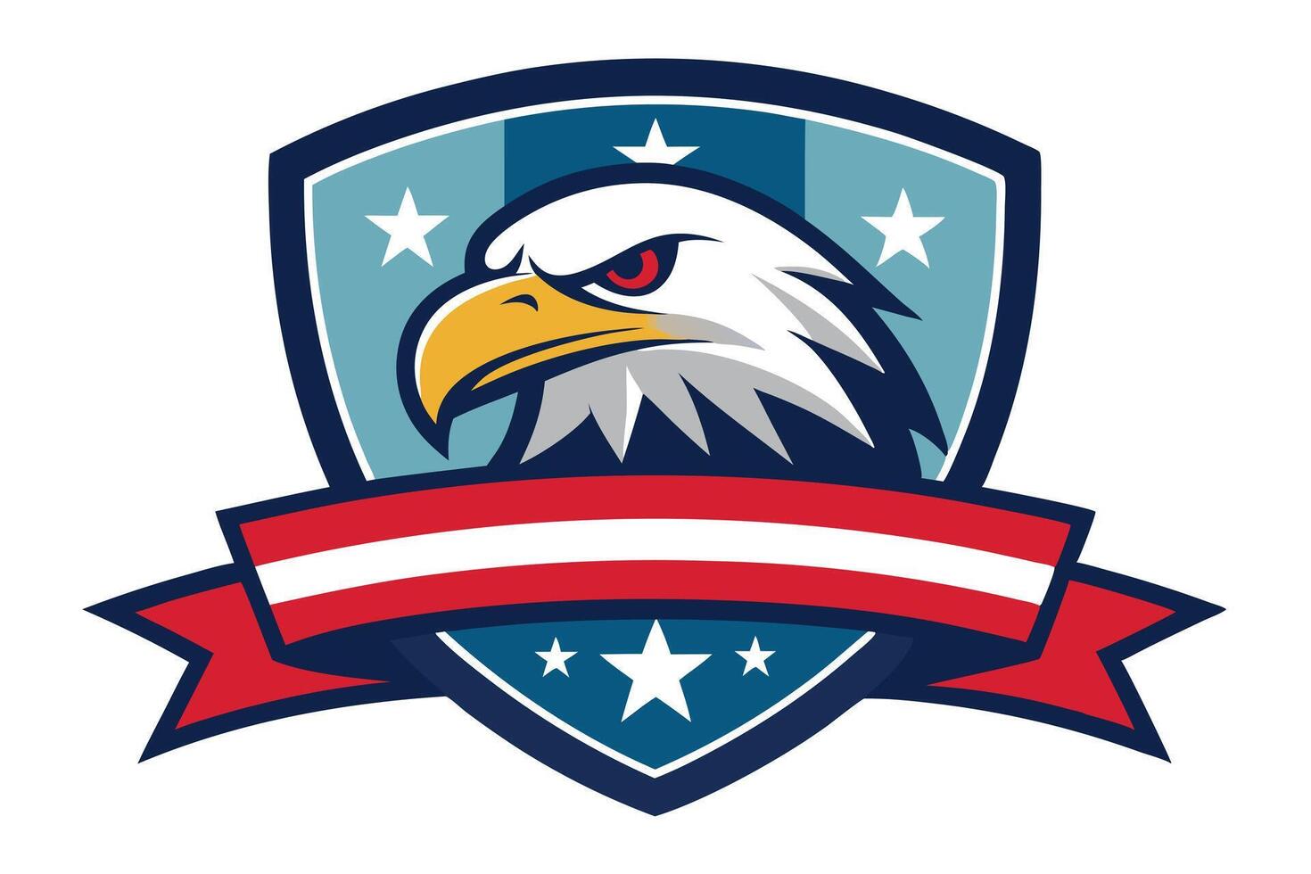 Patriotic Eagle Shield with Stars and Stripes Ribbon Emblem Design vector