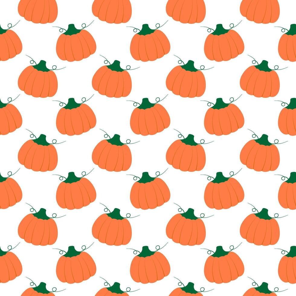 Hand drawn Autumn Pumpkin with curls Seamless Pattern Autumn Holidays Background Covered Texture. Isolated illustration Autumn Themes Cards invites or promo banner, leaflets, label, price tags vector