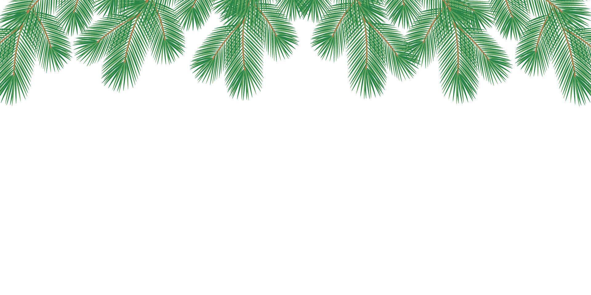 Pine Twigs Top garland without decoration Winter Holiday Minimalist Frame border Copy space Template. Isolated illustration Christmas or New Year Thematic Cards, banner, leaflets, label, poster vector