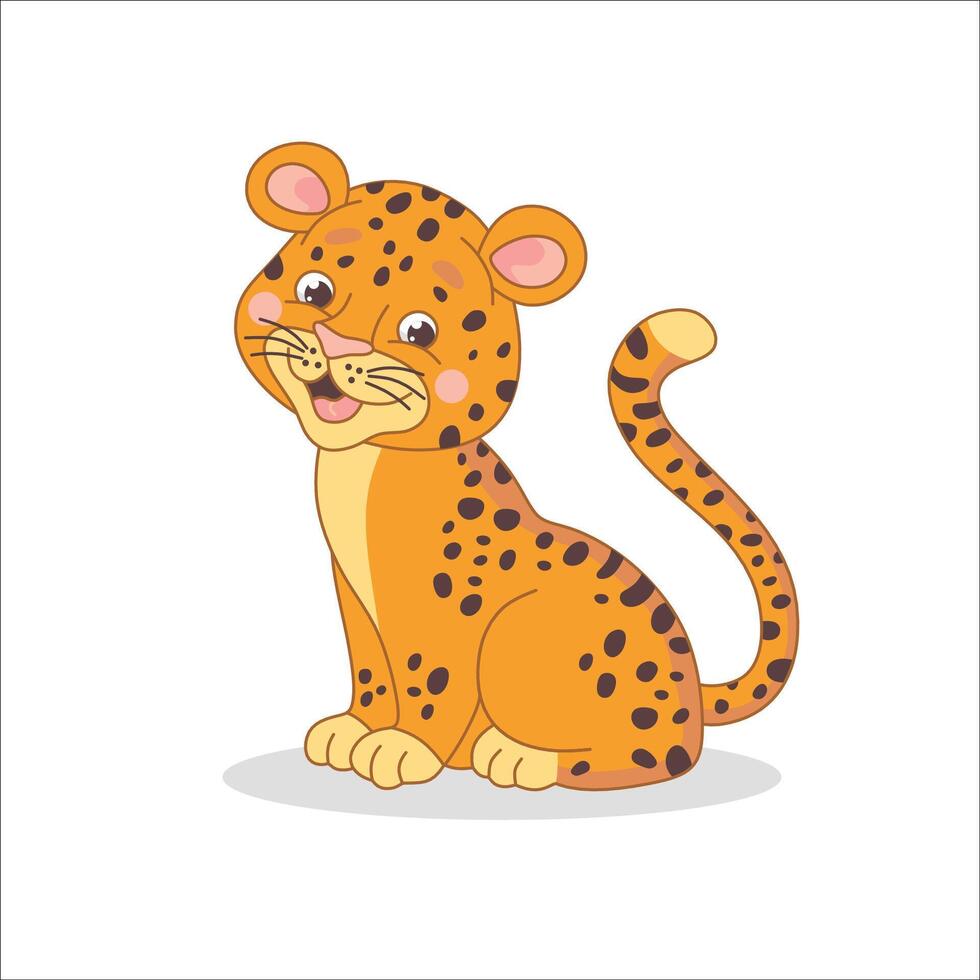Cartoon leopard on white background. illustration. vector