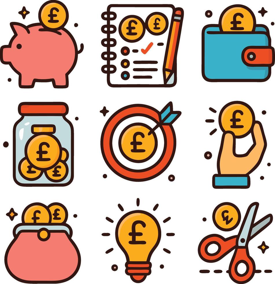 Saving pounds icon. pound saving icon with a coin and vault combo, ideal for landing pages, investment guides, mobile fintech apps, or explainer videos vector