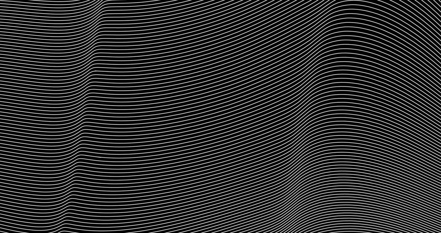 Abstract wavy, waving, billowy and undulating texture lines on black background pattern design vector