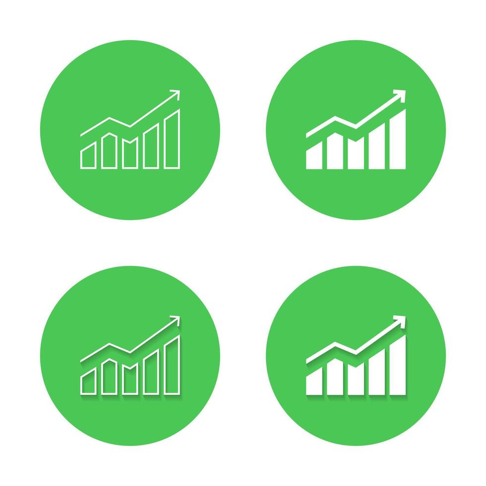Growth chart icon with shadow. Upward graph arrow sign symbol vector