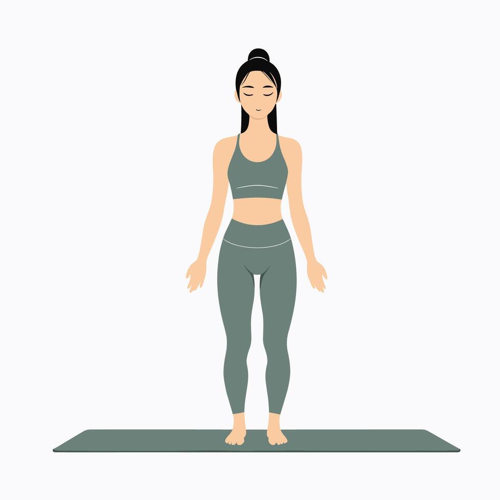 Illustration of Woman in Mountain Yoga Pose vector