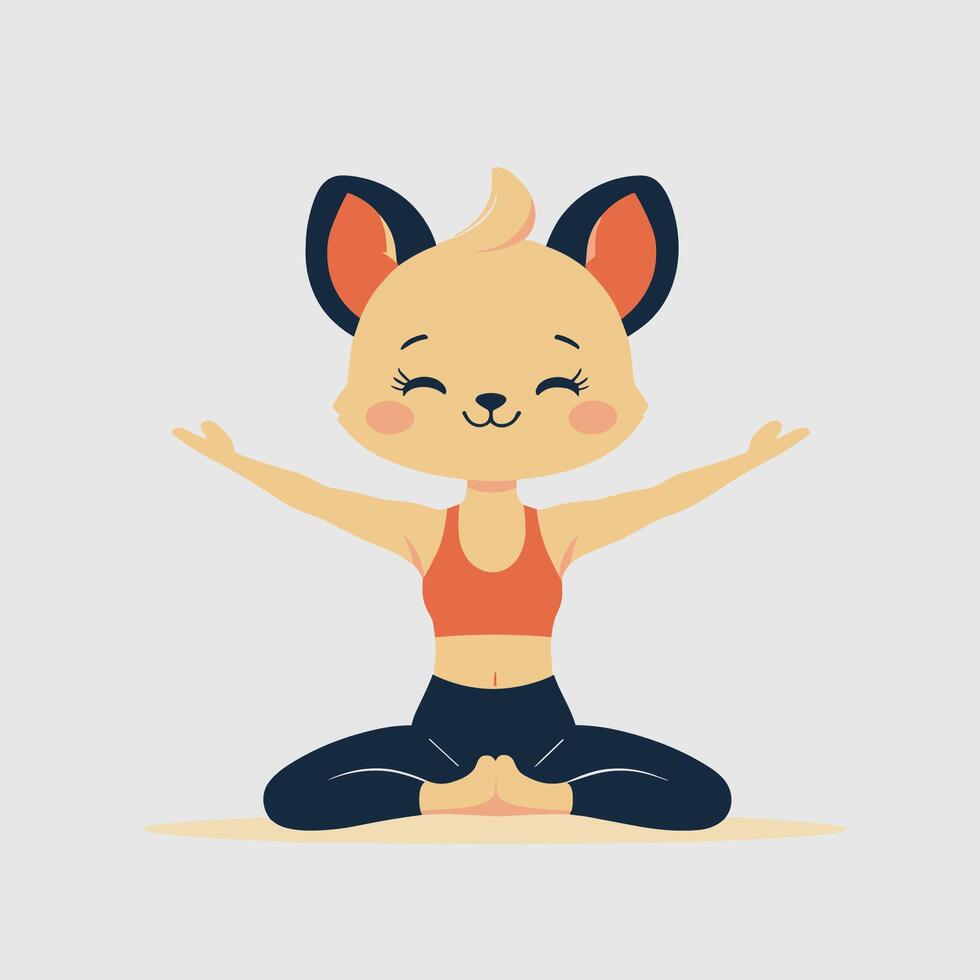 Cartoon Cat Meditating in Yoga Pose vector