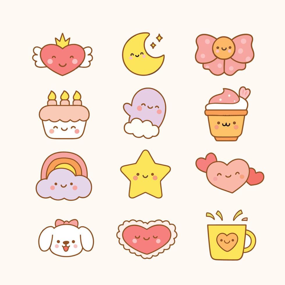 collectin Cute Kawaii Design vector