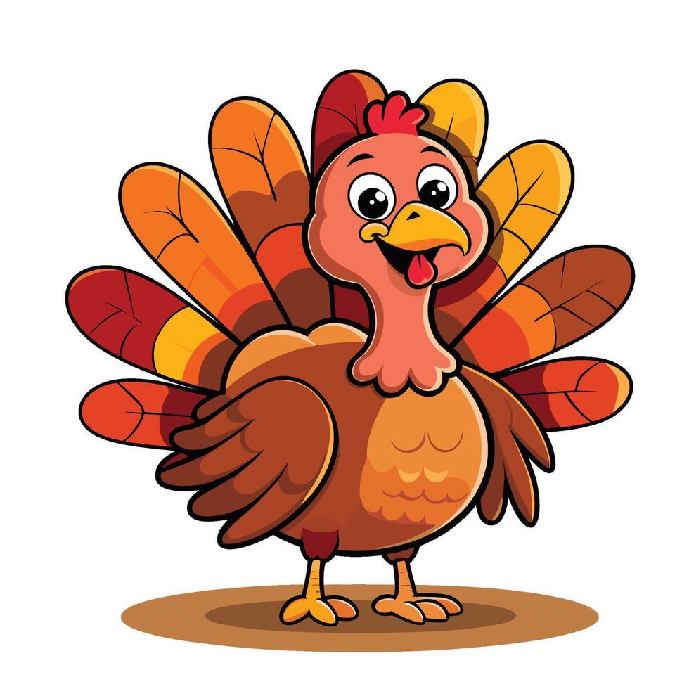 Cartoon-Style Turkey Image for Thanksgiving vector