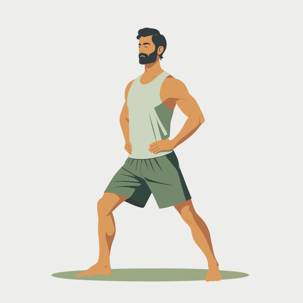 Illustration of Man in Warrior Pose vector