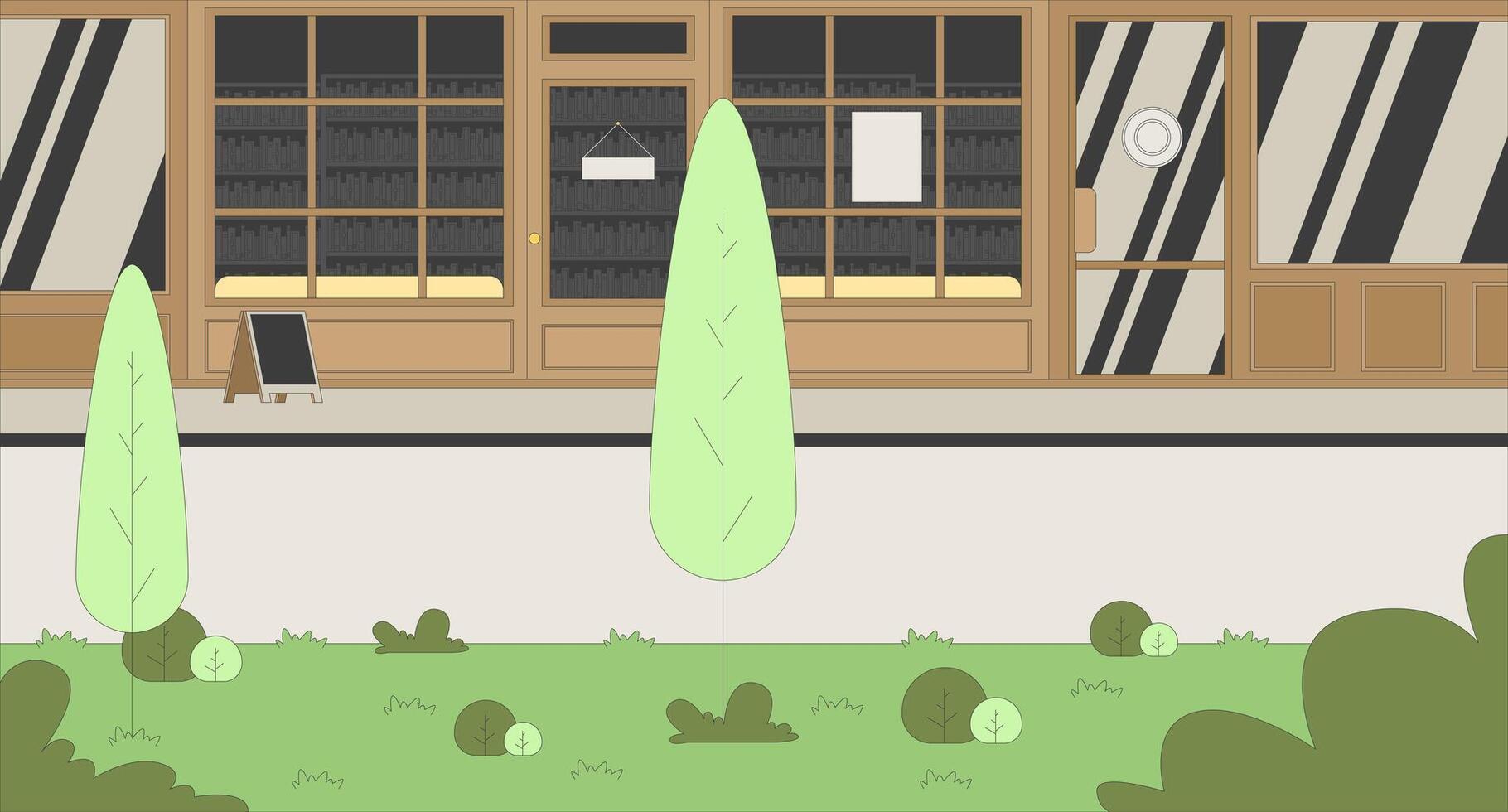 Stylish storefront with green grass and trees vector