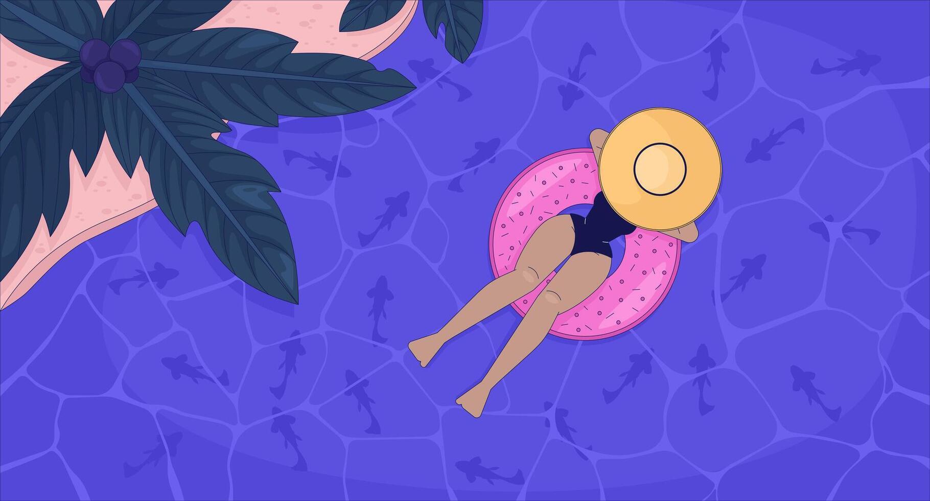 Person floating on pool float in water vector