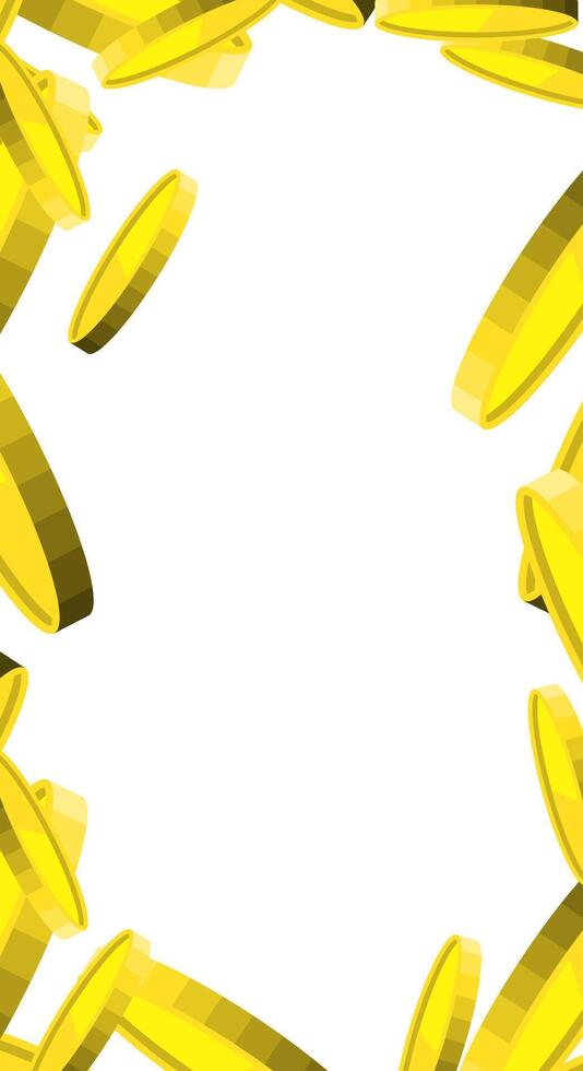 Gold coins vertical frame with copy space vector