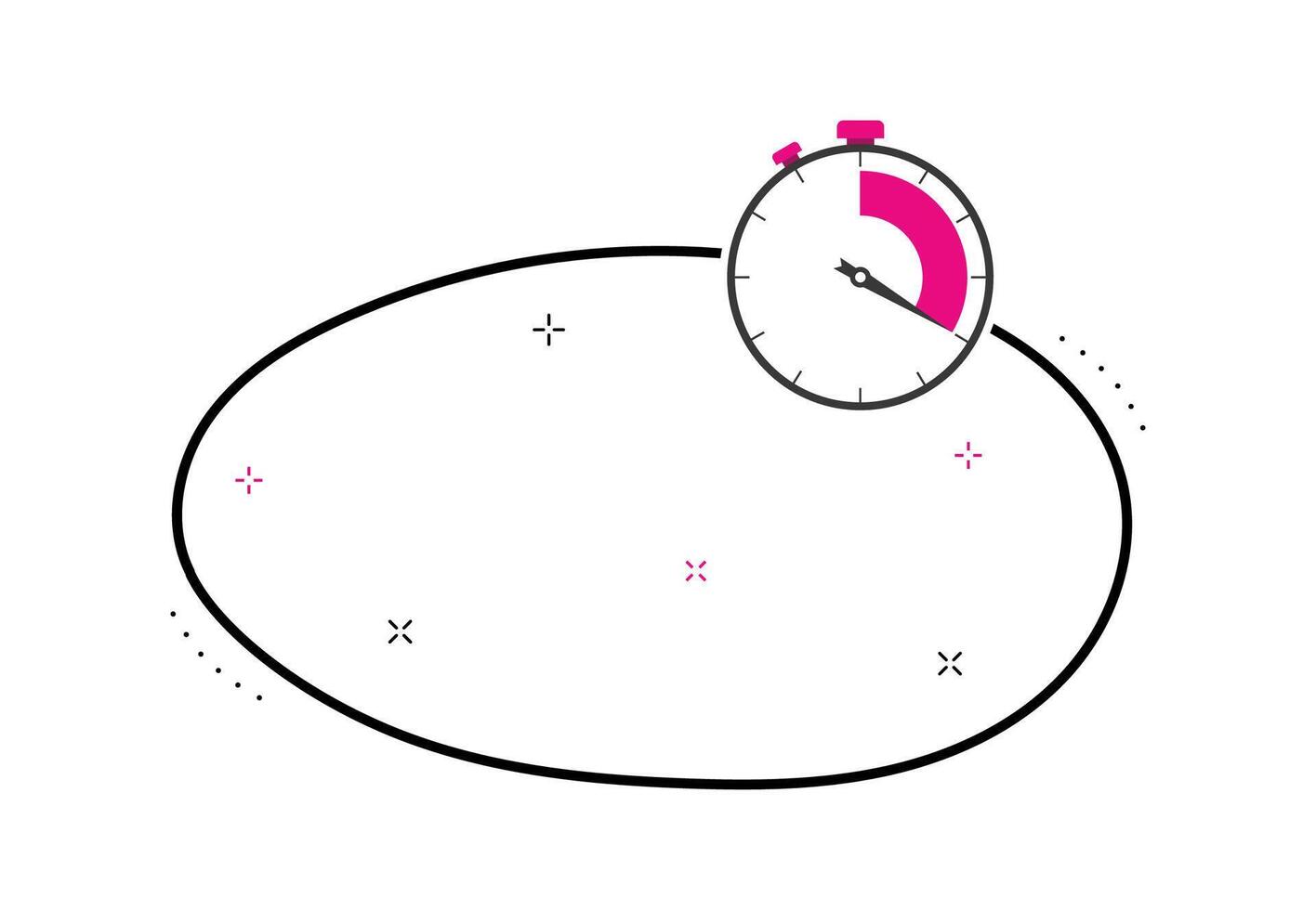 A pink clock is sitting on a white oval vector