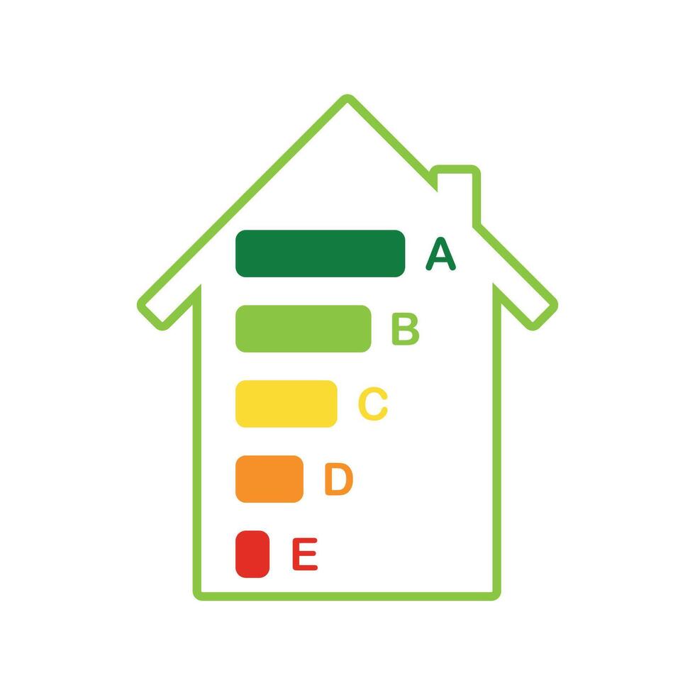 A house with an energy rating and a green and yellow bar vector
