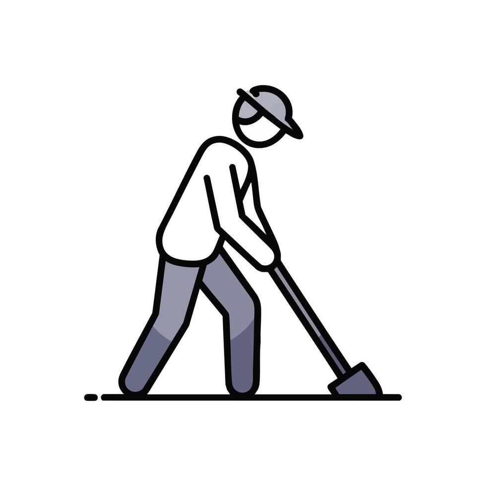 Person sweeping icon vector