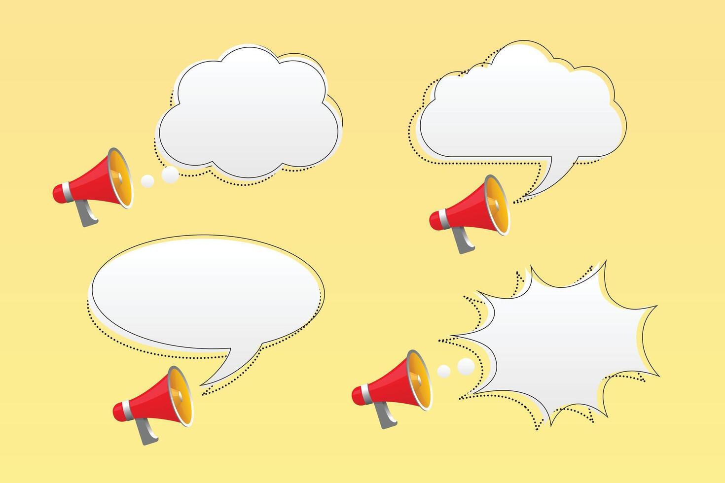 Set of blank Megaphone banner with chat bubble. Special offer sign promotion text. Social Media banner vector