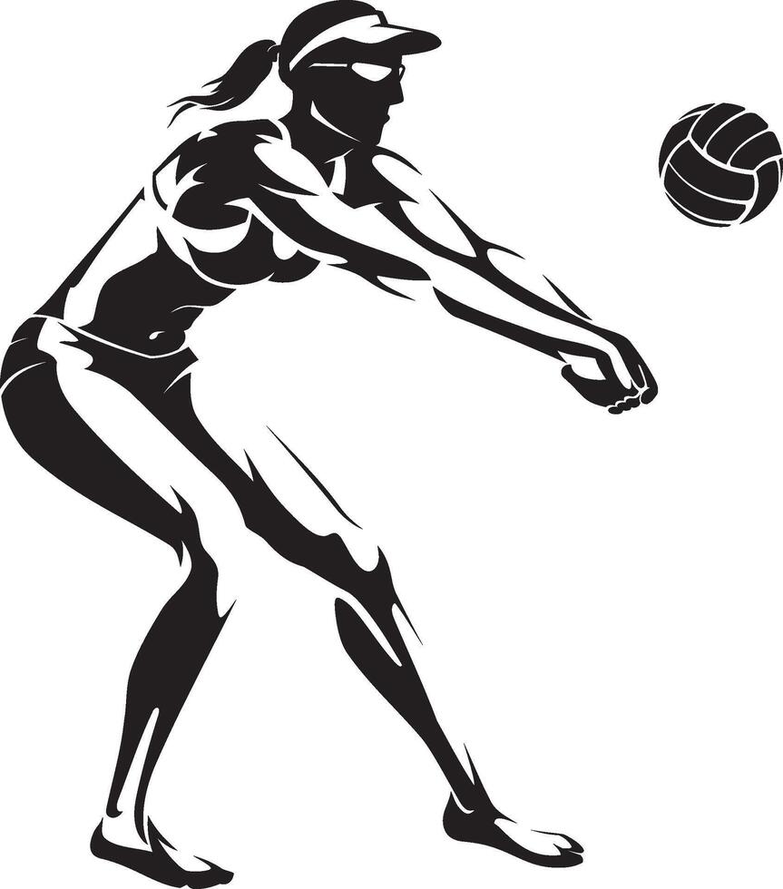Beach Volleyball Player Shadowed Illustration vector