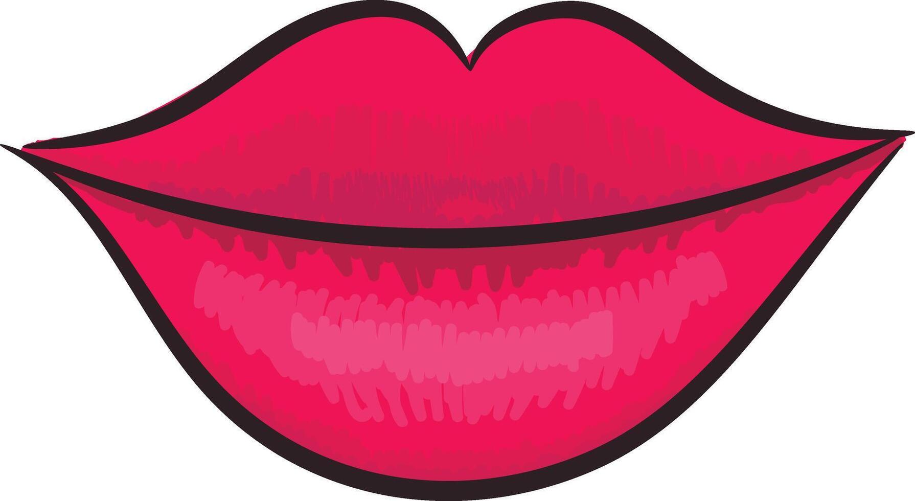 Hand drawn plump lips in modest smile vector