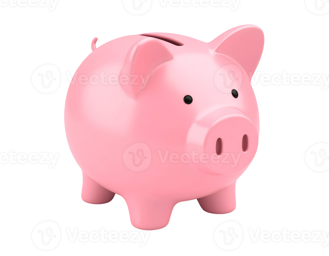 Pink Piggy Bank Isolated on Black Background png