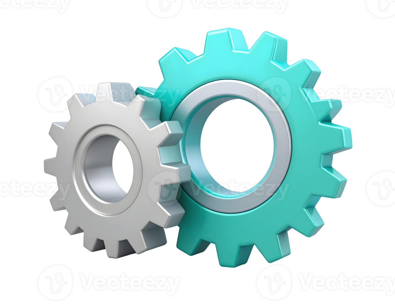 Metallic Gears Interlocking Against Black Background png