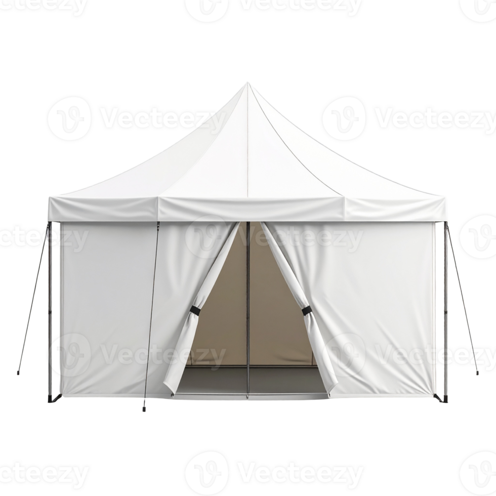 White Event Tent with Open Entrance on Black Background png