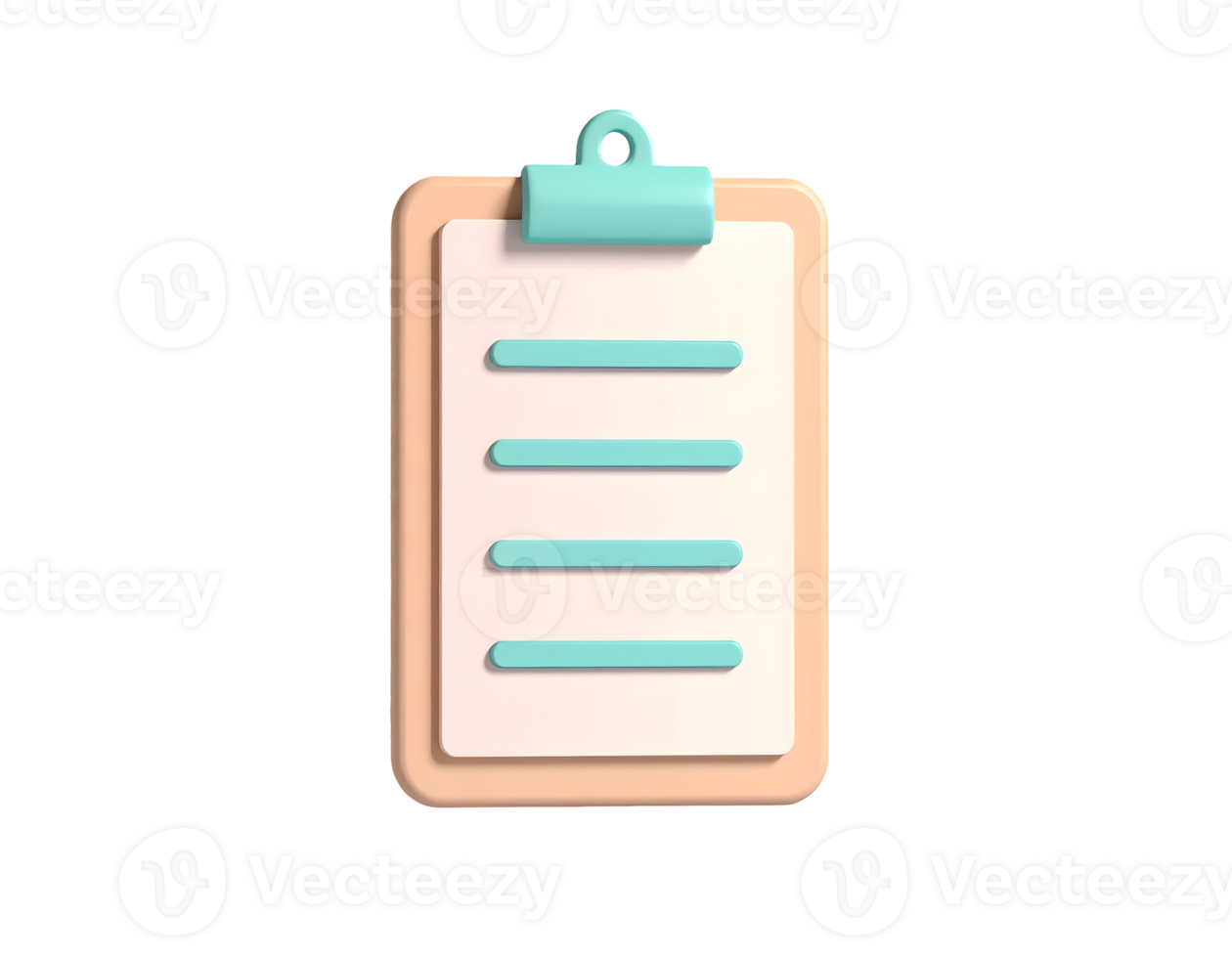 3D Rendering of a Clipboard Icon Isolated on Black png