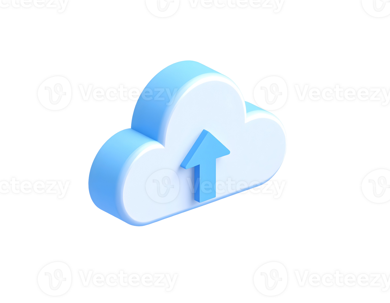 Isometric Cloud Upload Icon on Black Background png