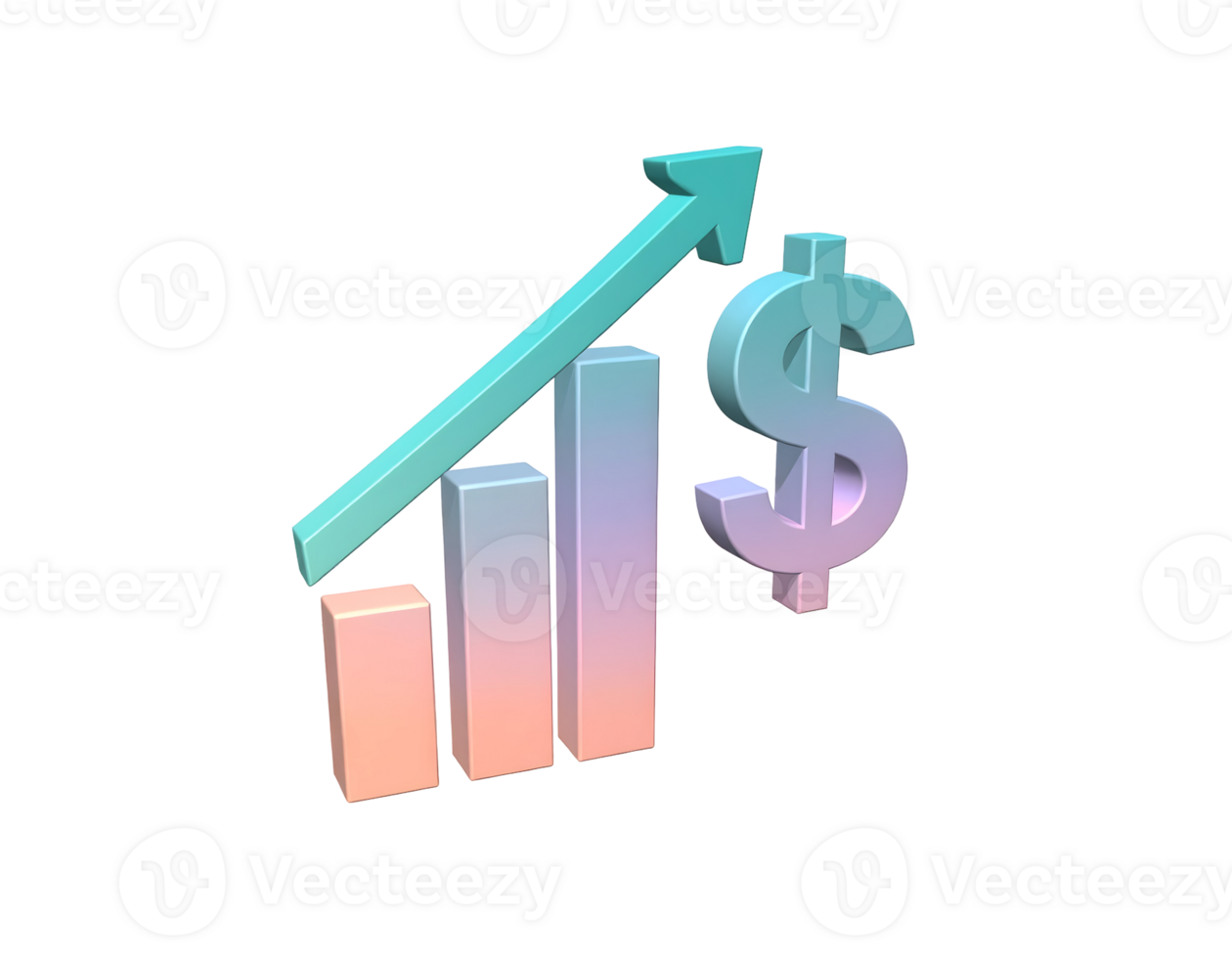 Rising Chart with Dollar Sign on Black Background png