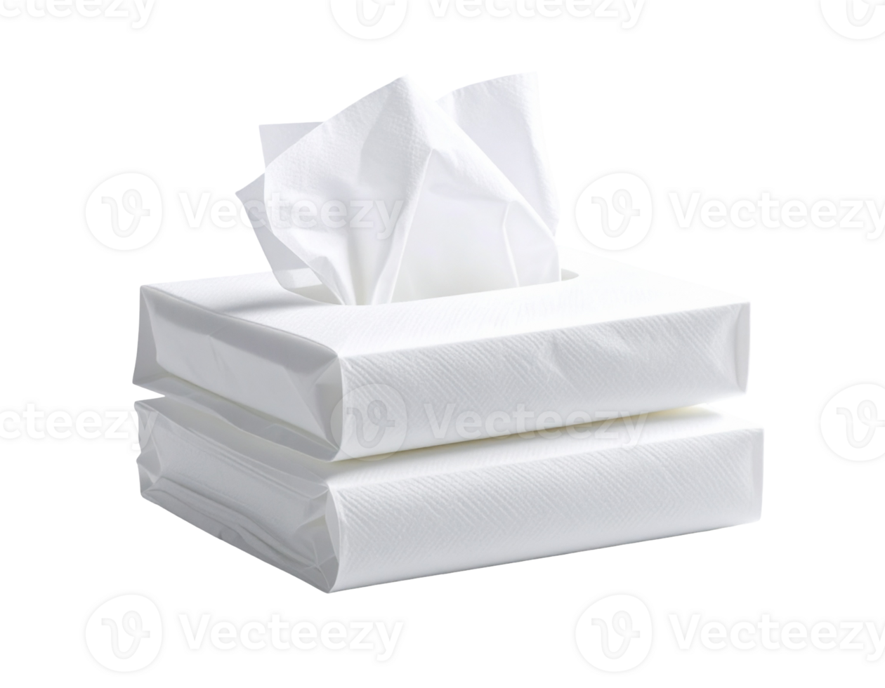 Two boxes of facial tissues stacked against black background png