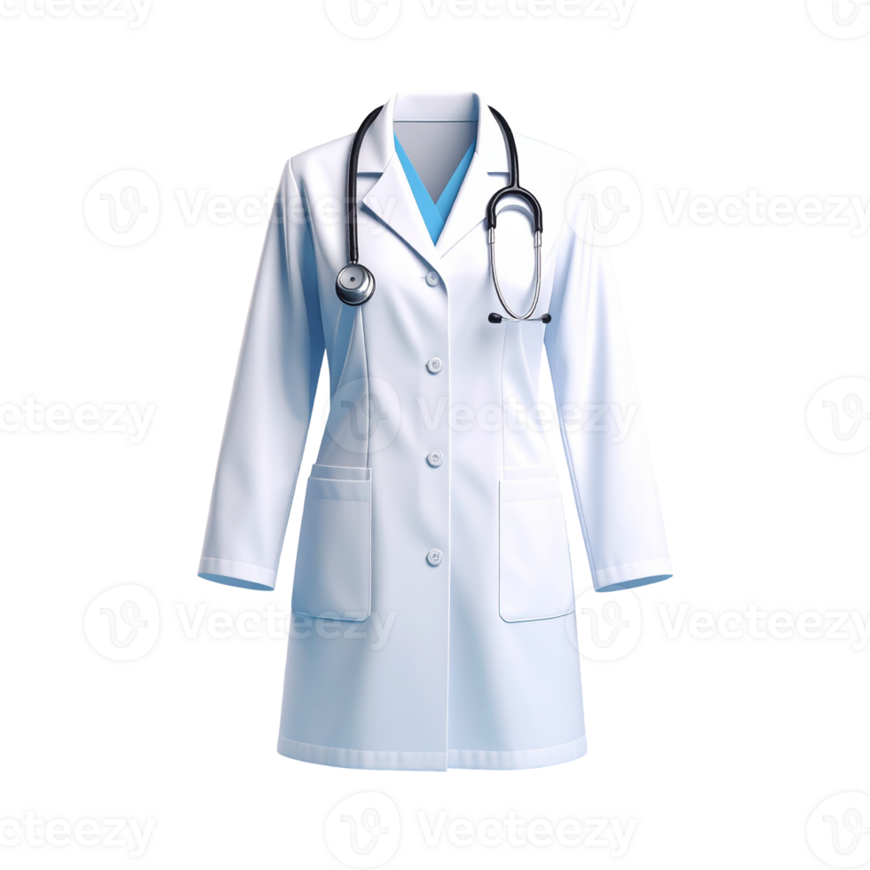 Professional Doctor's Lab Coat with Stethoscope png