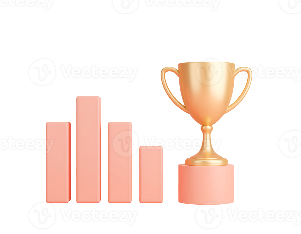 Golden Trophy with Bar Chart Illustration png