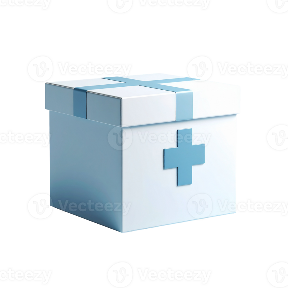 First Aid Kit Box with Cross Symbol on Black Background png
