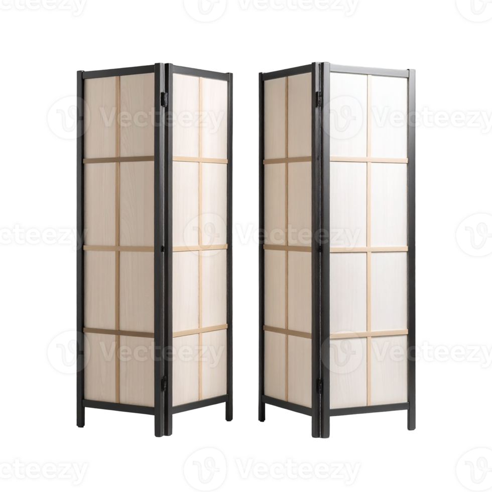 Traditional Japanese Shoji Screen Room Divider on Black png