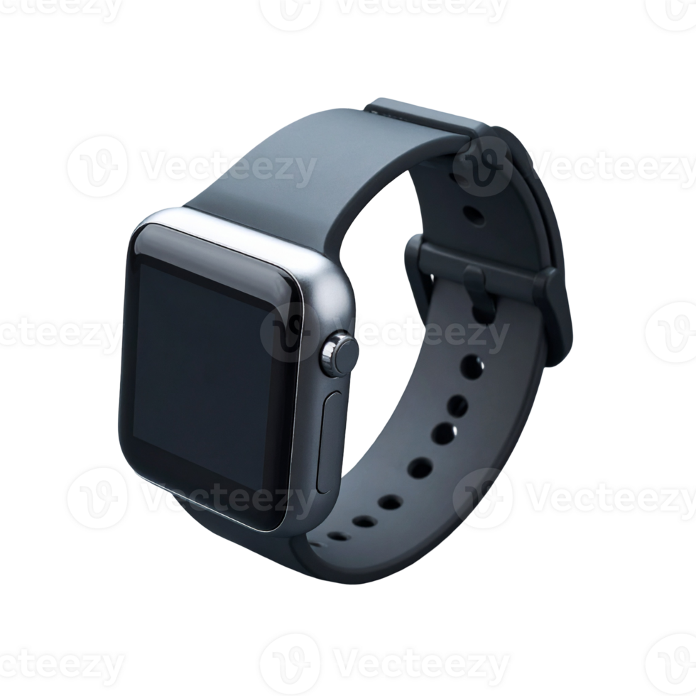 Smart Watch with Black Display on Black Background png
