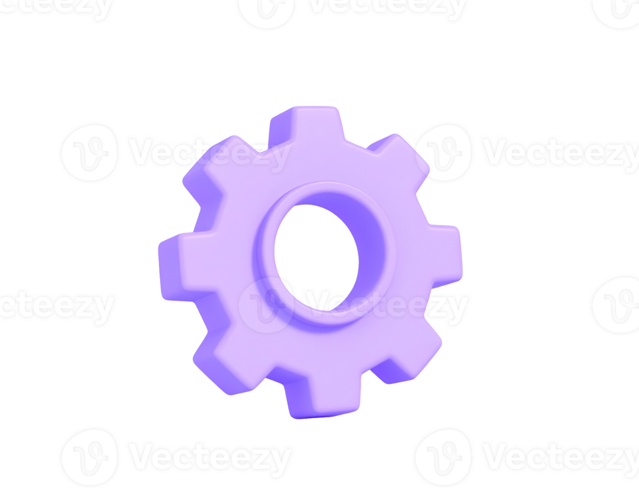 Gear 3D Rendering in Lavender Color png