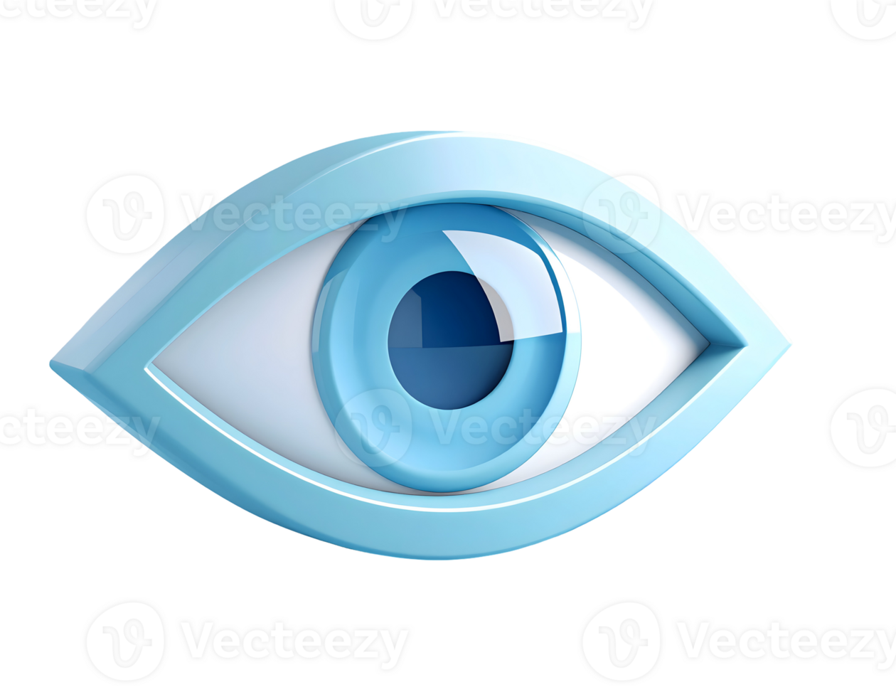 Stylish 3D Rendering of a Blue Eye on Black Background png