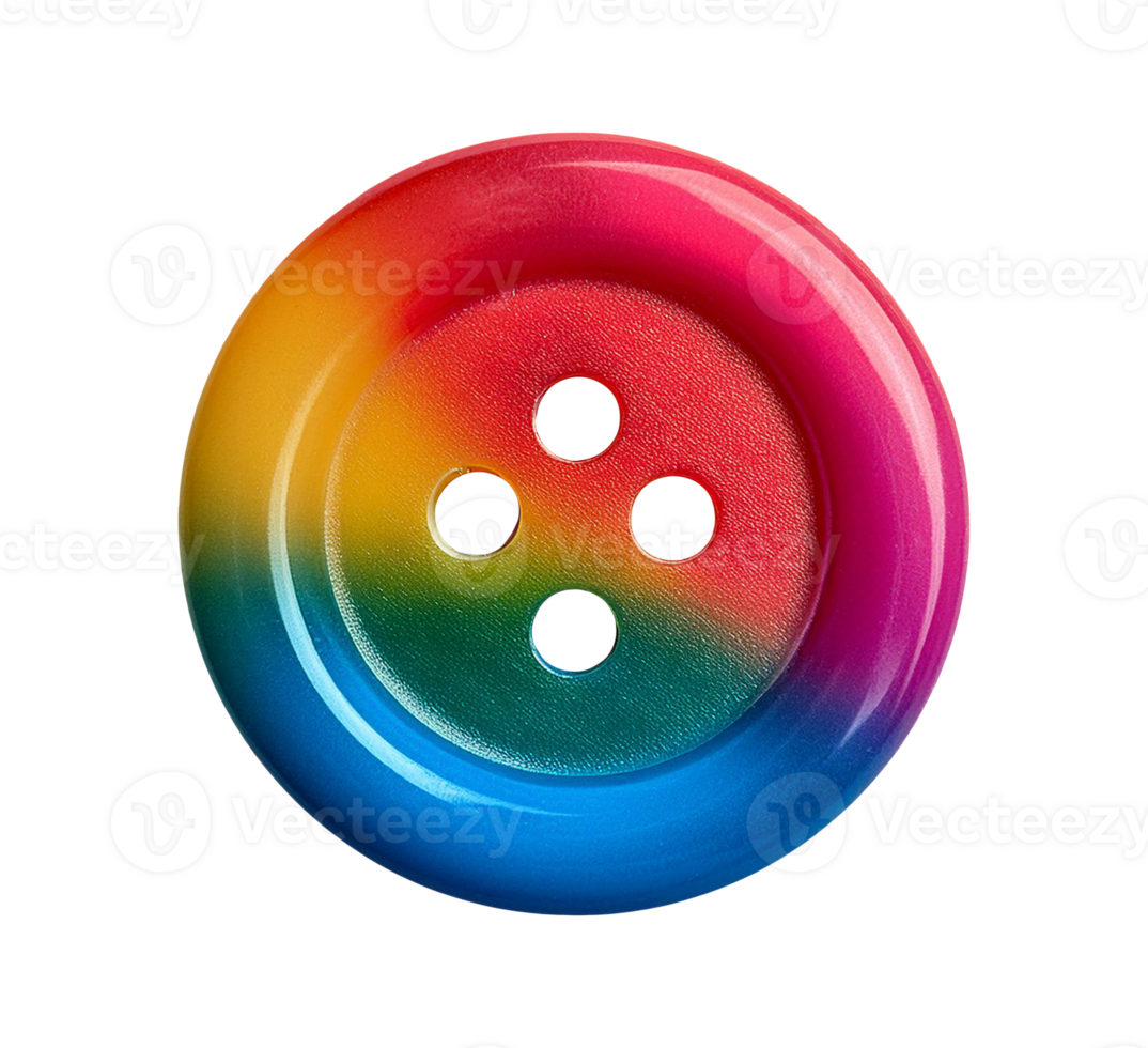 A colorful button with four holes on it png