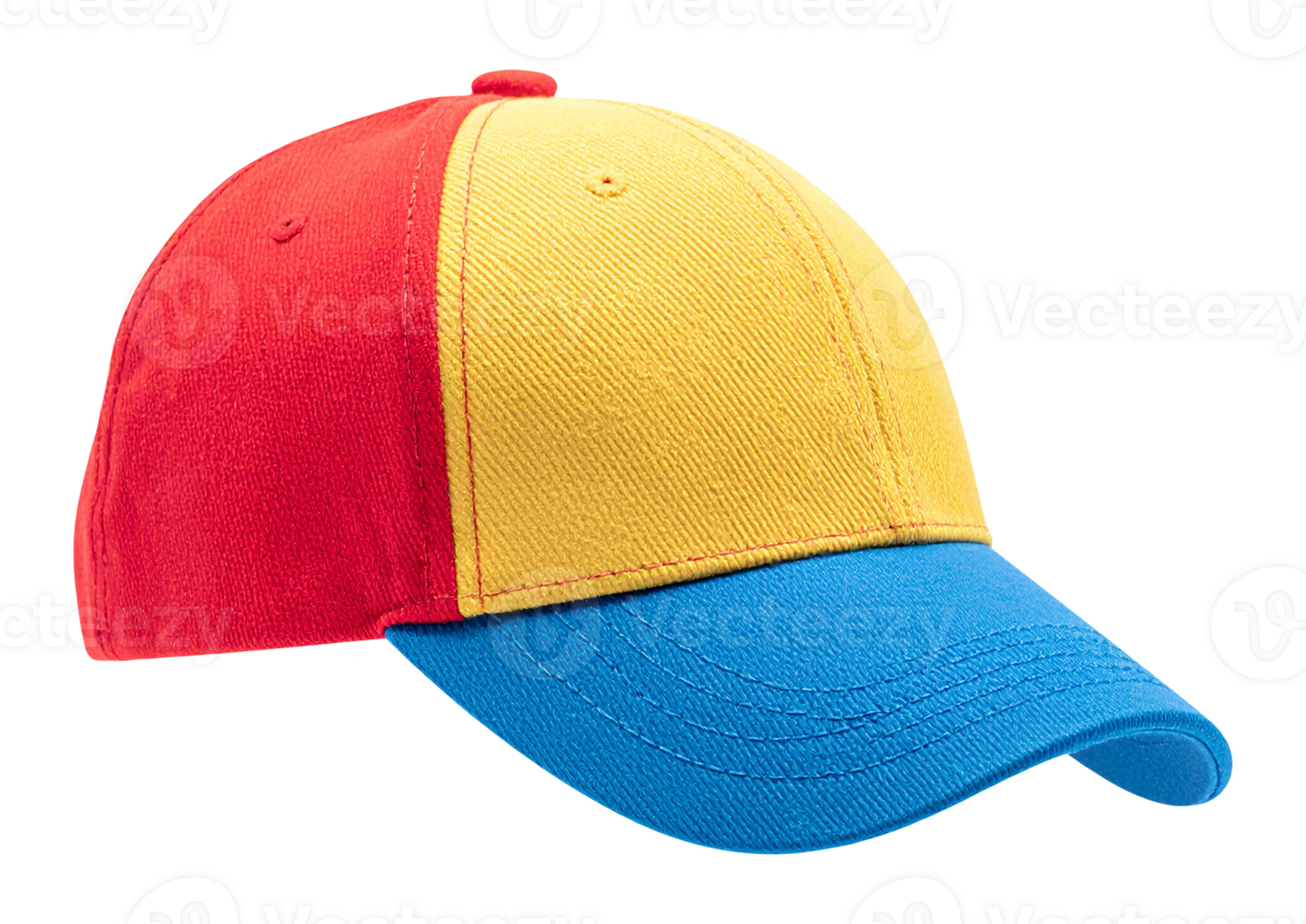 A baseball cap with a red, yellow and blue color block png