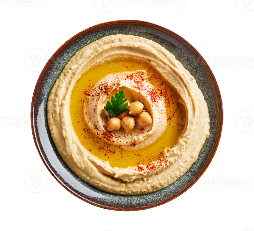 Fresh Hummus Dip with Garlic and Lemon Garnish png