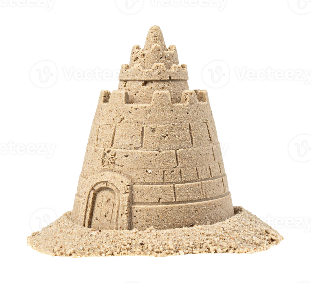 Summer beach sand castle on a transparent background png