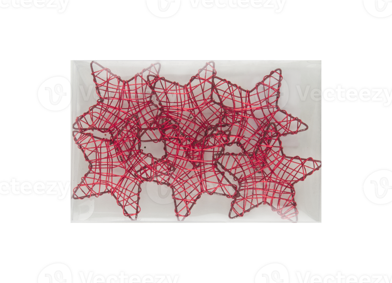 Clear plastic box with star net inside cut out isolated transparent background png