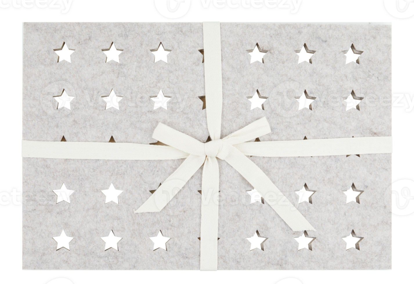 Paper box with star-shaped hole and bow tie cut out isolated transparent background png