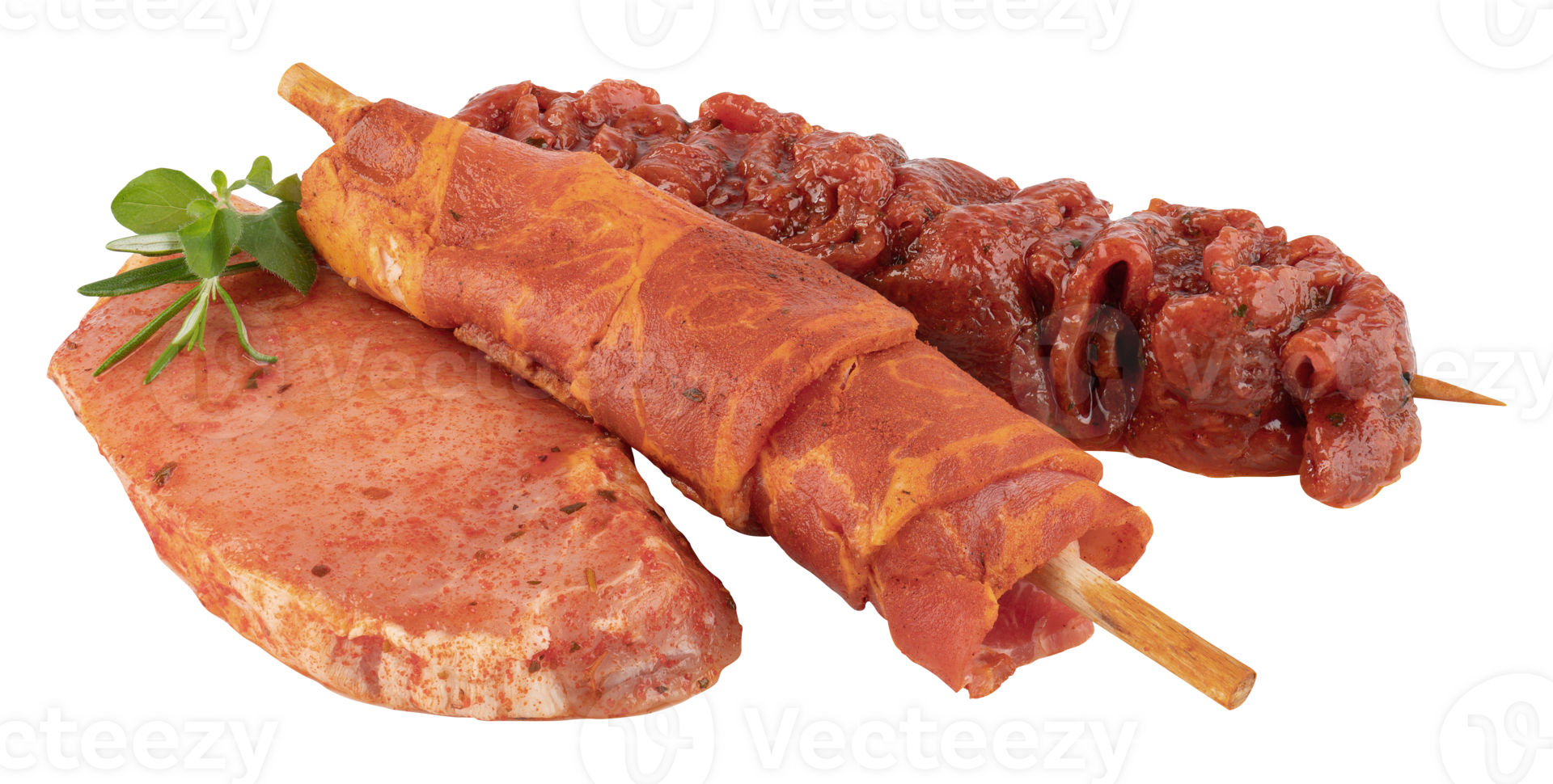 BBQ Pork Skewers cut out isolated transparent background png