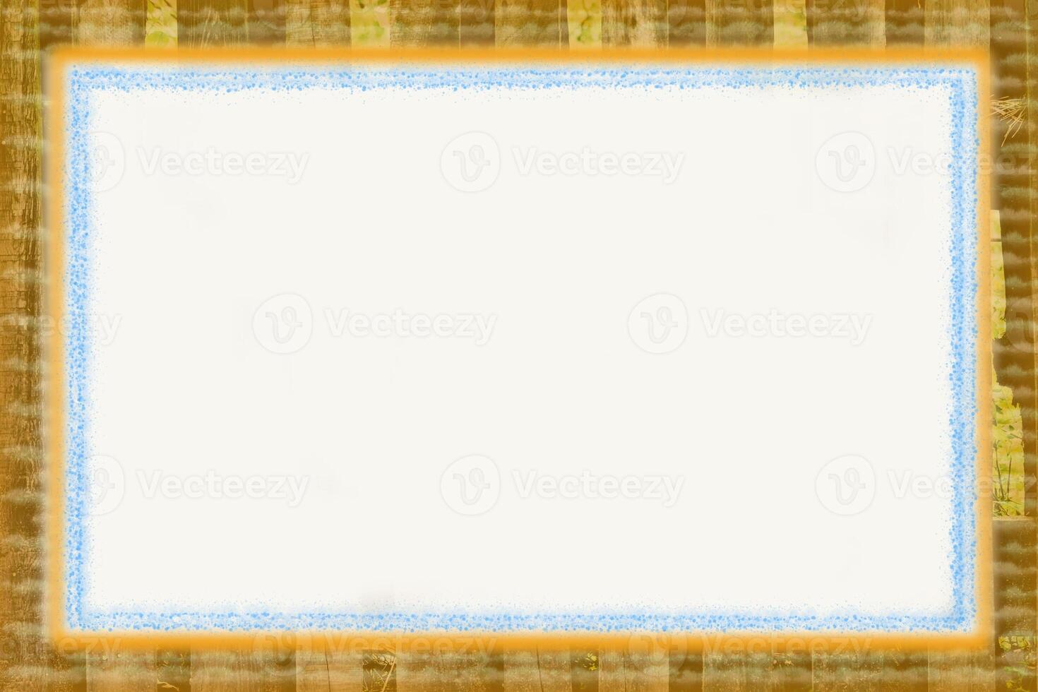Brown pale blue plaque frame with place for text on white photo