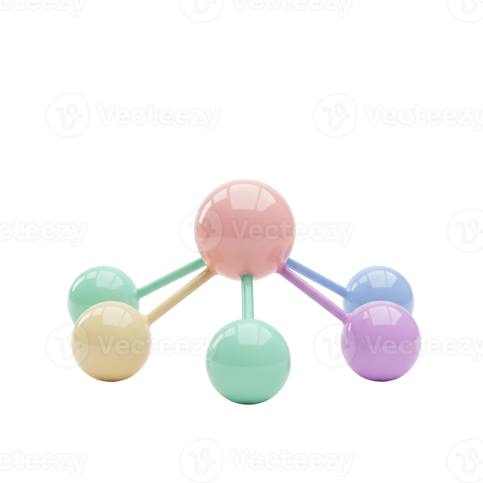 High-Gloss Sphere with Cylindrical Seafoam Node Connections, 3D View png