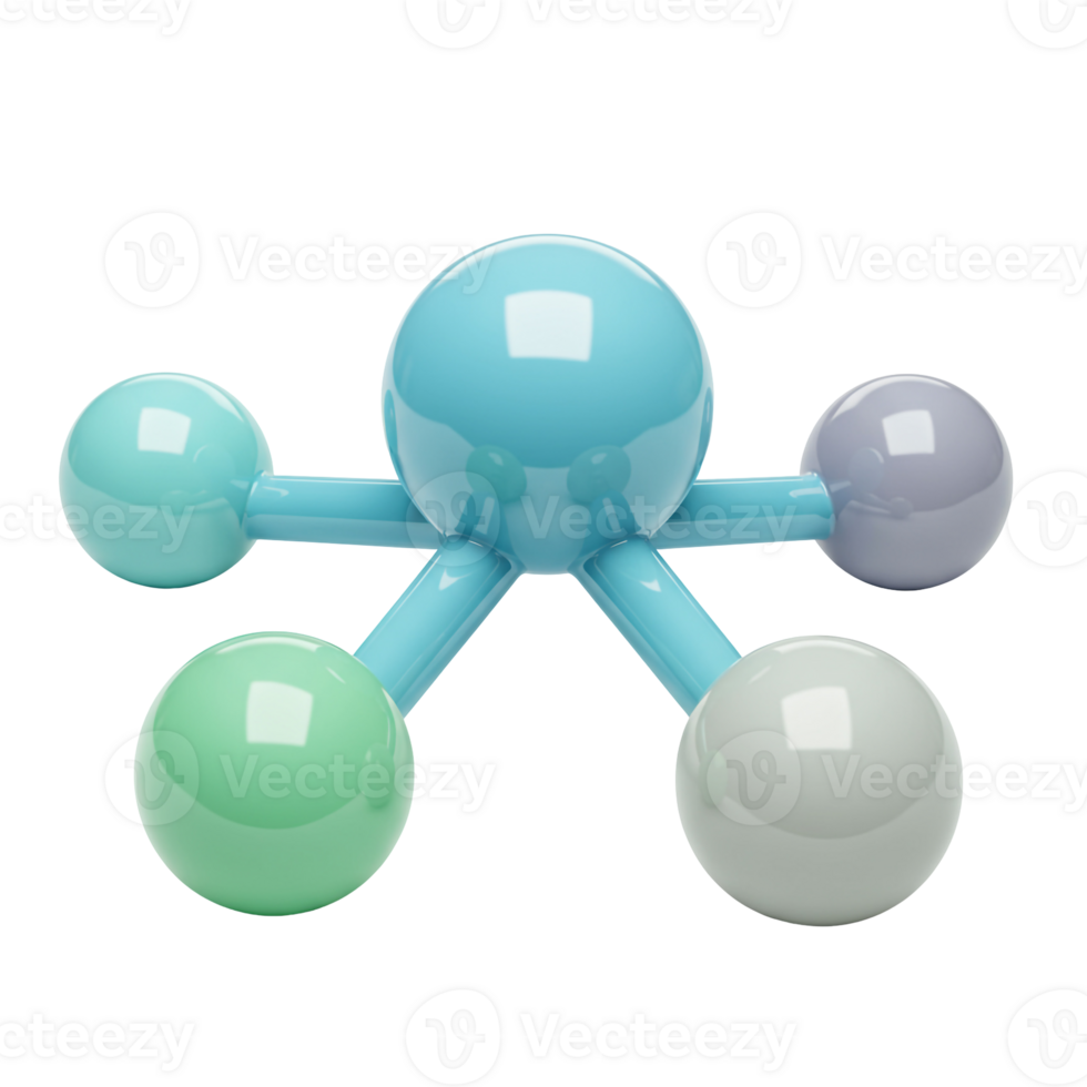 3D Visualization of Networked Spheres in Glossy Seafoam Tones png