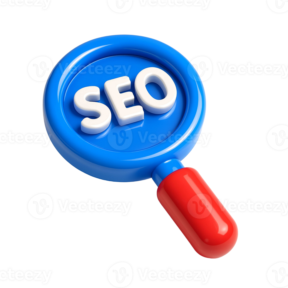 3D search icon representing SEO tools and online visibility png