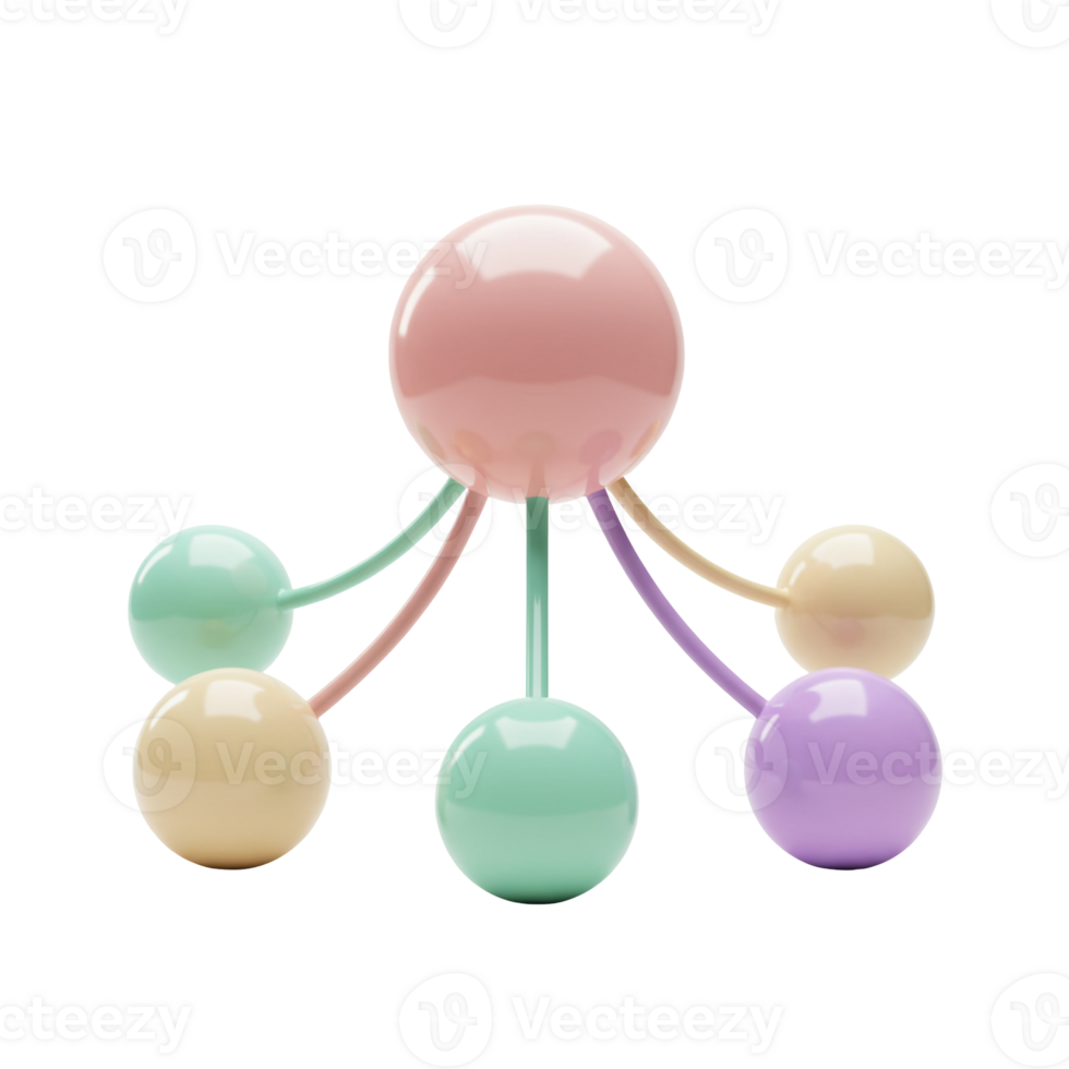 Smooth Cylindrical Links Connect 3D Seafoam Glossy Spheres png