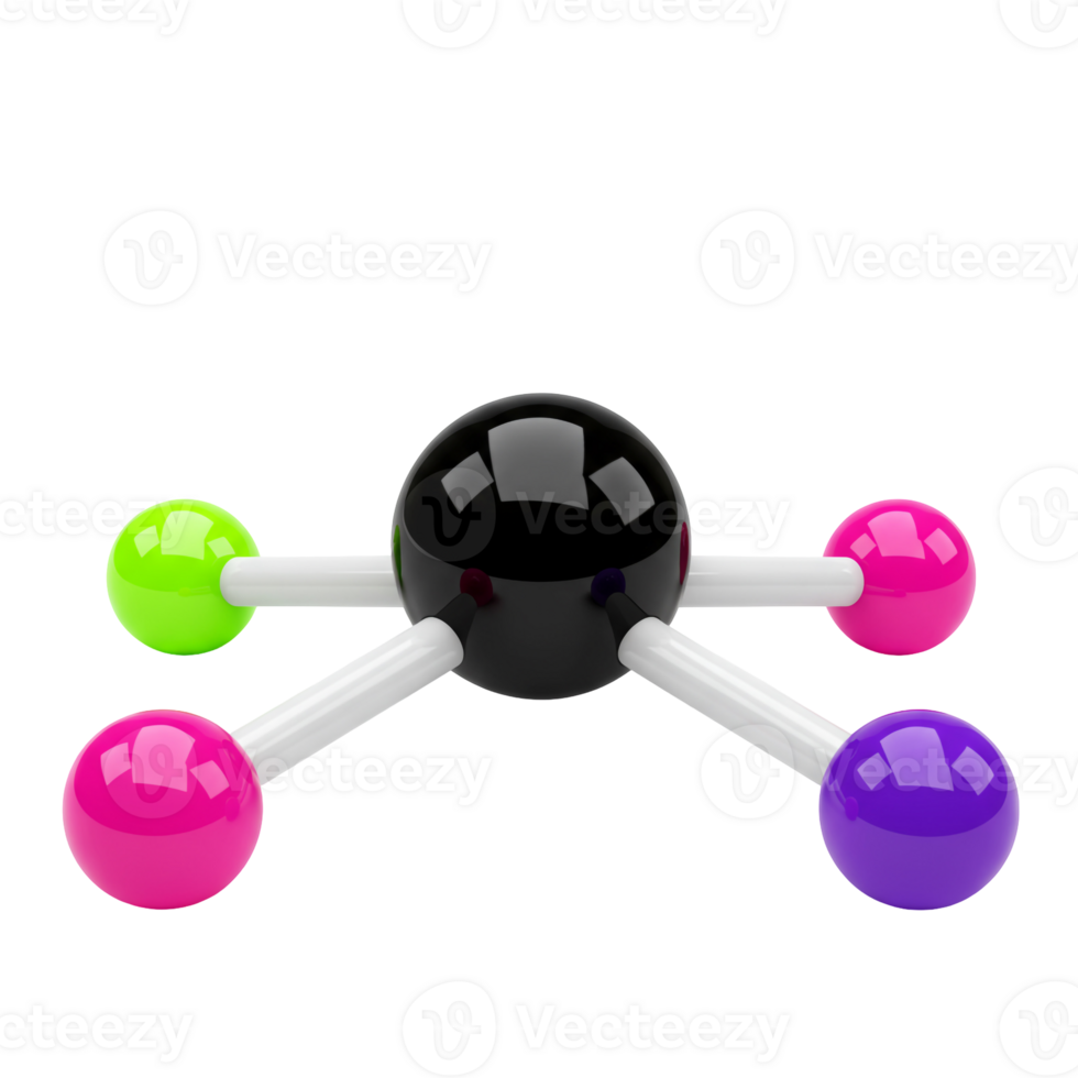 3D Abstract Diagram Featuring Glossy Central Sphere and Four Nodes png
